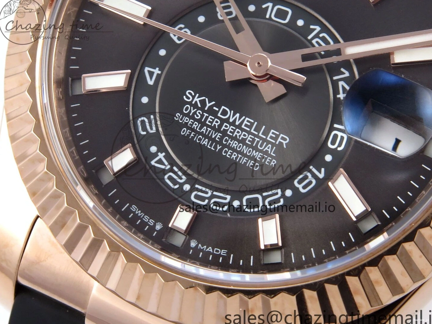 0104 Sky-Dweller 336235 RG ZF 1:1 Best Edition Gray Dial on Oysterflex Strap A23J (Gain Weight) SportInspired 908